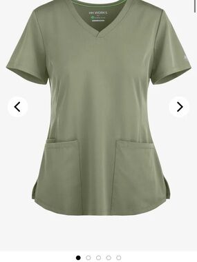 healing hands Olive Green V-Neck Short Sleeve Scrub Top